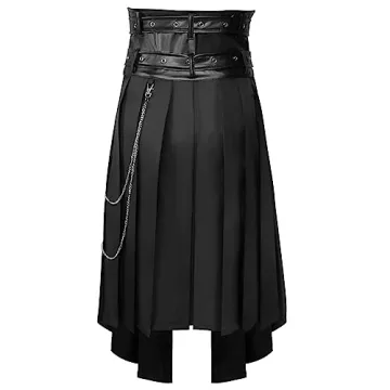 Punk Rave Men’s Gothic Half Skirt with Chains and Belt