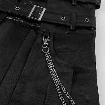 Punk Rave Men’s Gothic Half Skirt with Chains and Belt