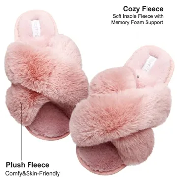 JIASUQI Women's Plush Fuzzy Slippers - Comfort & Style