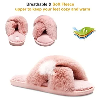 JIASUQI Women's Plush Fuzzy Slippers - Comfort & Style