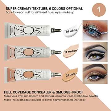 LOKFAR 3 Pack Matte Eyeshadow Primer for Oily Lids No Crease White Medium Dark Cream Eye Primer Makeup Eyeshadow Base Waterproof & Long Lasting Eyelid Primer Liquid Eye-shadow for All Shadows (Set E)