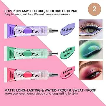 LOKFAR 3 Pack Matte Eyeshadow Primer for Oily Lids No Crease White Medium Dark Cream Eye Primer Makeup Eyeshadow Base Waterproof & Long Lasting Eyelid Primer Liquid Eye-shadow for All Shadows (Set E)