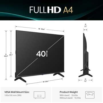 Hisense 40-Inch Class A4 Series FHD Smart Fire TV - DTS Virtual:X, Alexa Built-in, Modern Design