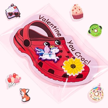 AYGXU Kids Valentine Cards and Charming Shoe Charms