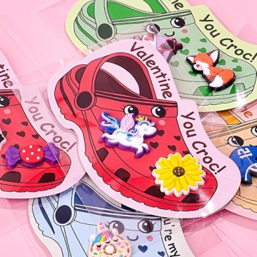 AYGXU Kids Valentine Cards and Charming Shoe Charms