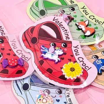 AYGXU Kids Valentine Cards and Charming Shoe Charms