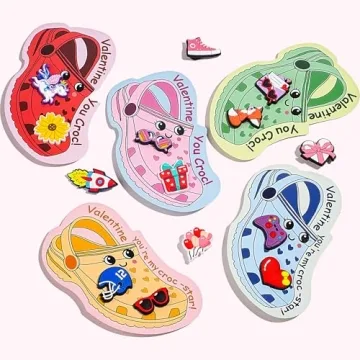AYGXU Kids Valentine Cards and Charming Shoe Charms