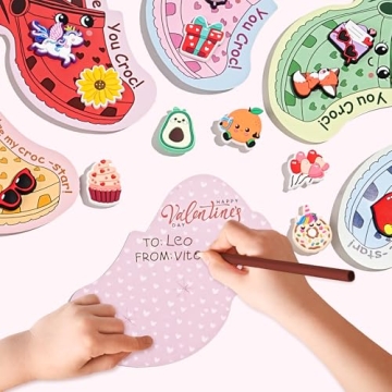 AYGXU Kids Valentine Cards and Charming Shoe Charms