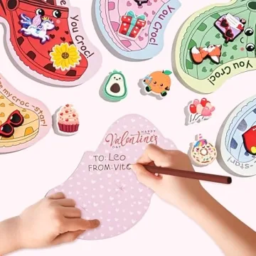 AYGXU Kids Valentine Cards and Charming Shoe Charms