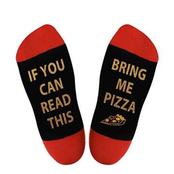 AGRIMONY Funny Socks for Men Dad Women - If You Can Read This Bring Me PIZZA Novelty Socks - Fathers Valentines Day Christmas Gifts Stocking Stuffers-Mens Boys Teens Crazy Colorful Funky Cotton Socks