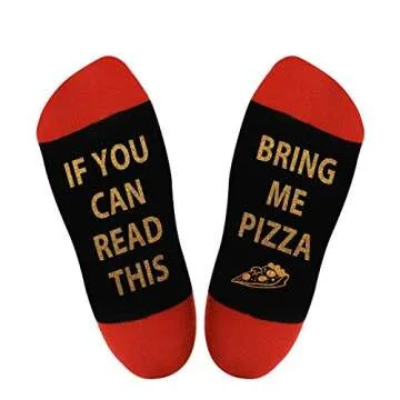 AGRIMONY Funny Socks for Men Dad Women - If You Can Read This Bring Me PIZZA Novelty Socks - Fathers Valentines Day Christmas Gifts Stocking Stuffers-Mens Boys Teens Crazy Colorful Funky Cotton Socks