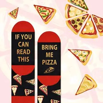 AGRIMONY Funny Socks for Men Dad Women - If You Can Read This Bring Me PIZZA Novelty Socks - Fathers Valentines Day Christmas Gifts Stocking Stuffers-Mens Boys Teens Crazy Colorful Funky Cotton Socks