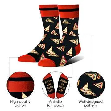 AGRIMONY Funny Socks for Men Dad Women - If You Can Read This Bring Me PIZZA Novelty Socks - Fathers Valentines Day Christmas Gifts Stocking Stuffers-Mens Boys Teens Crazy Colorful Funky Cotton Socks