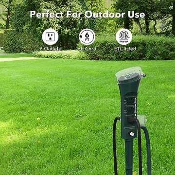 BN-LINK Outdoor Power Stake Timer, 100FT Wireless Remote Control, Dusk to Dawn Sensor for Outdoor Li...