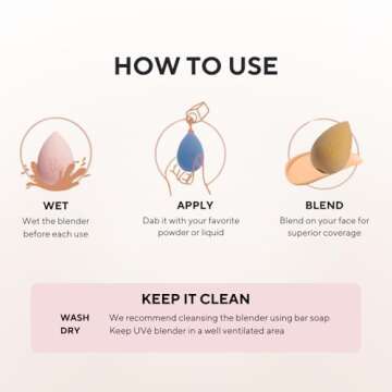 PURE Halo Makeup Blender Sponge, Streak Free Application of Liquid, Powder & Cream Foundation, Professional Complexion Blending Tool, Cruelty Free, Vegan, Latex Free