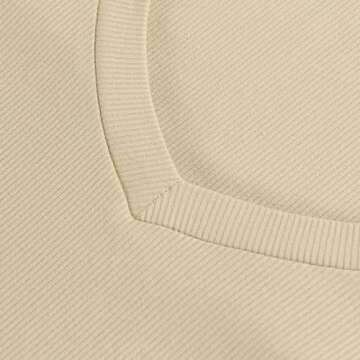 PALINDA Women's Ribbed V Neck Slim Fitted T Shirts Basic Solid Long Sleeve Layering Tee Tops (Khaki M)