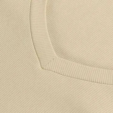 PALINDA Women's Ribbed V Neck Slim Fitted T Shirts Basic Solid Long Sleeve Layering Tee Tops (Khaki M)