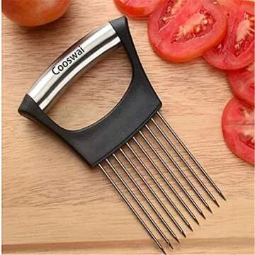 Cooswai Stainless Onion-Holder Slicing-Kitchen Assistant-Vegetable - Upgrade Chopper Slicing Tool, Food Slicing Assistant 1PC