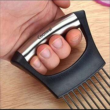 Cooswai Stainless Onion-Holder Slicing-Kitchen Assistant-Vegetable - Upgrade Chopper Slicing Tool, Food Slicing Assistant 1PC