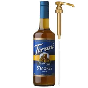 Torani Sugar Free Coffee Syrup, S’Mores Flavoring for Drinks, Zero Calorie, Glass Bottle with Pump...