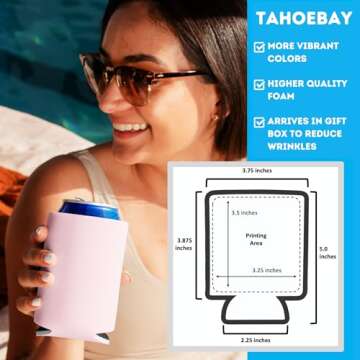 TahoeBay Premium Collapsible Foam Can Cooler Sleeves - Customizable Bulk Blanks