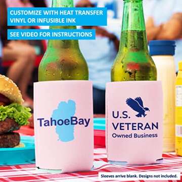 TahoeBay Customizable Beer Can Cooler Sleeves - Gift Boxes Included