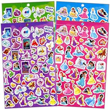 Disney Princess Series Sticker Book Over 200+ - Perfect for Gifts, Party Favor, Goodies, Reward, Scrapbooking, Stocking Stuffer, Children Craft, Classroom, School for Kids Girls, Boys, Toddlers