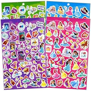 Disney Princess Series Sticker Book Over 200+ - Perfect for Gifts, Party Favor, Goodies, Reward, Scrapbooking, Stocking Stuffer, Children Craft, Classroom, School for Kids Girls, Boys, Toddlers