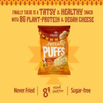 Wipala Snacks Protein Puffs | 8 Grams of Protein per bag | Certified Vegan | 6 Pack | NON GMO | Gluten Free | (Cheddar Cheese)