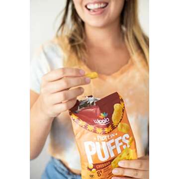 Wipala Snacks Protein Puffs | 8 Grams of Protein per bag | Certified Vegan | 6 Pack | NON GMO | Gluten Free | (Cheddar Cheese)