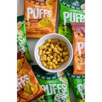 Wipala Snacks Protein Puffs | 8 Grams of Protein per bag | Certified Vegan | 6 Pack | NON GMO | Gluten Free | (Cheddar Cheese)
