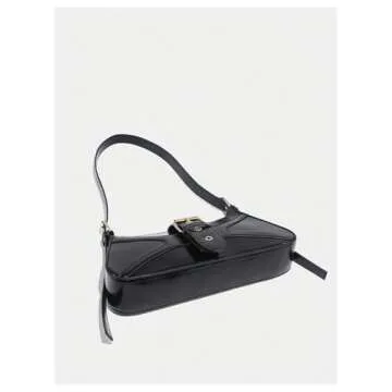 Verdusa Women's Leopard Print PU Leather Shoulder Bag Vintage Zipper Underarm Bags Black One-Size