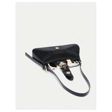 Verdusa Women's Leopard Print PU Leather Shoulder Bag Vintage Zipper Underarm Bags Black One-Size