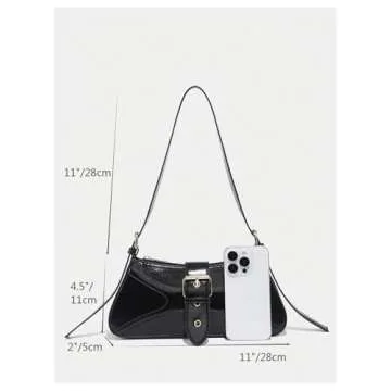 Verdusa Women's Leopard Print PU Leather Shoulder Bag Vintage Zipper Underarm Bags Black One-Size