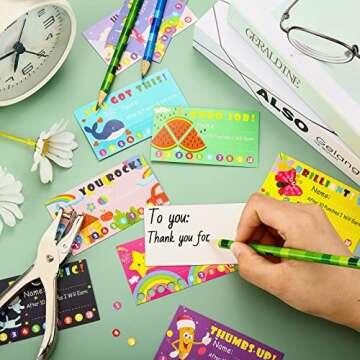 200 Colorful Punch Cards for Kids' Incentives and Rewards