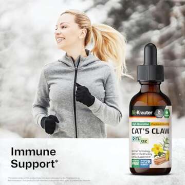 BIO KRAUTER Cats Claw Tincture - Vegan Cat's Claw Supplement - Immune Support - Alcohol & Sugar Free...