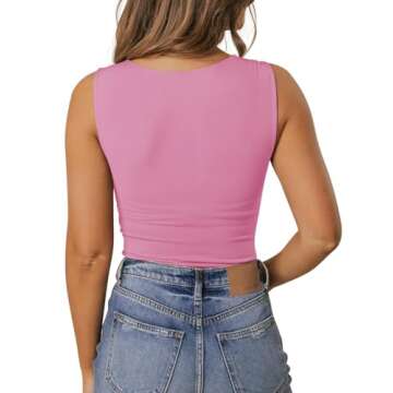 PINKMSTYLE Womens Sleeveless Square V-Neck Tops Tight Shirts Casual Summer Tank Tops Pirouette X-Large