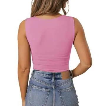 PINKMSTYLE Womens Sleeveless Square V-Neck Tops Tight Shirts Casual Summer Tank Tops Pirouette X-Large