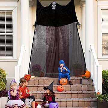 Halloween Ghost Hanging Scary Creepy Halloween Wall Decorations for Indoor/Outdoor Decor Scary Flying Gauze Ghost Hanging with Skeleton Mask for Haunted House Yard Garden Home Wall Background Party