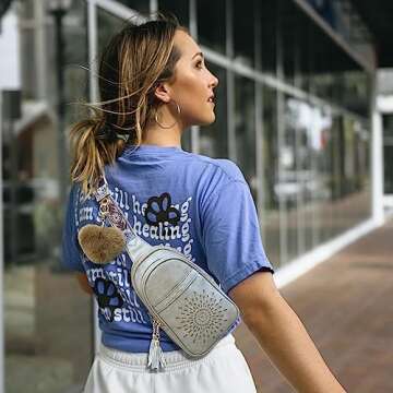 APHISON Small Sling Bag Cell Phone Purse Vegan Leather Fanny Packs Chest Bag with Adjustable Strap G...