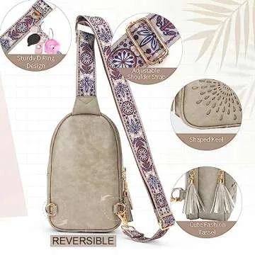 Stylish APHISON Small Vegan Leather Sling Bag with Adjustable Strap