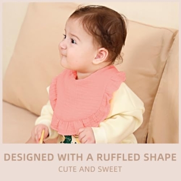duludulu Muslin Baby Bibs for Baby Girls, Muslin Bibs Drool Bandana Bibs (Print white)