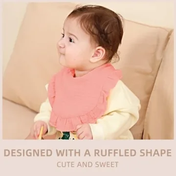 duludulu Muslin Baby Bibs for Baby Girls, Muslin Bibs Drool Bandana Bibs (Print white)