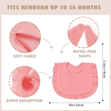 duludulu Muslin Baby Bibs for Baby Girls, Muslin Bibs Drool Bandana Bibs (Print white)