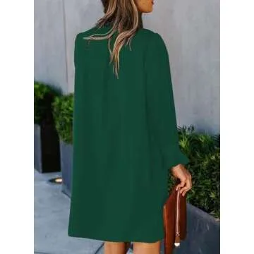 Stylish QACOHU V Neck Long Sleeve Mini Dress for Women
