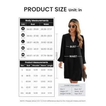 Stylish QACOHU V Neck Long Sleeve Mini Dress for Women