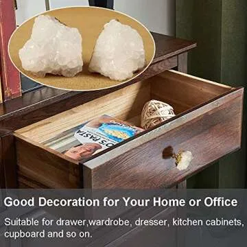 JIC Gem 4 Pack Crystal Stone Cabinet Knobs Quartz Geode Druzy Gold-Plated Handles Natural Gemstone Cupboard Drawer Pulls for Home Office Décor