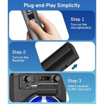 Meloace Wireless Microphone with Rechargeable Battery