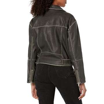 [BLANKNYC] Womens Luxury Clothing Vegan Leather Moto Jacket with Belt, Comfortable & Stylish Coat, A...