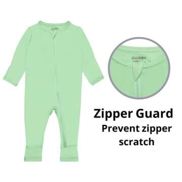 Footless Pajamas Baby Girl, Soft Rayon Zipper Pajamas for Baby Boy Sage 3-6 Months
